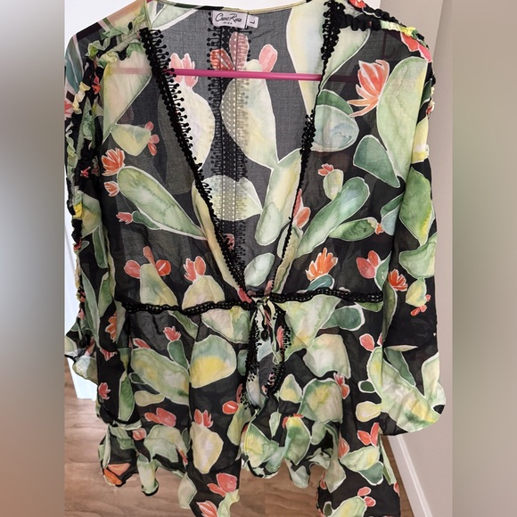 Charo Ruiz Ibiza Bruna Floral Tie-waist Kaftan Cover Up Dress - Picture 1 of 3